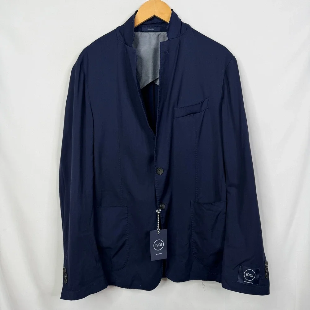 1901 Mens 42R Navy Blue Wool Blazer Sport Coat Made in Italy NEW